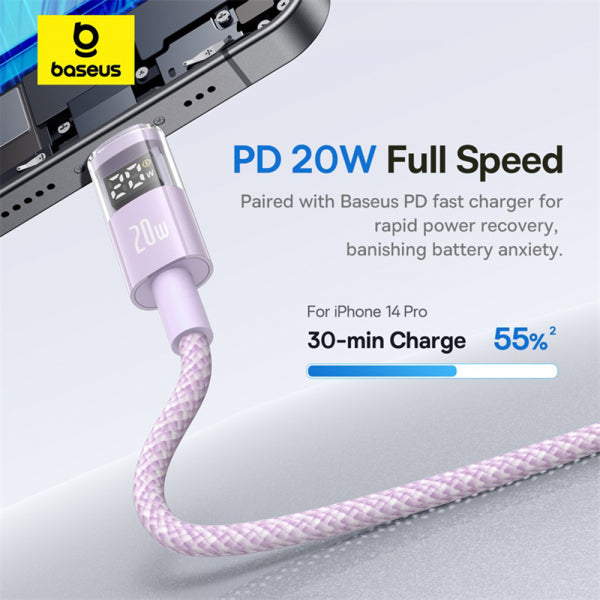 Baseus USB-C to Lightning Cable Display 2, 20W, 2.4A, 2m, Purple P10382703511-01