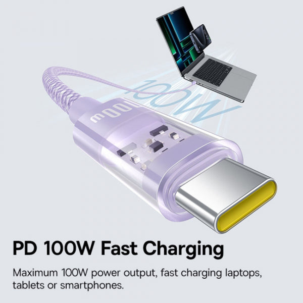 Baseus USB-C to USB-C Cable Gem, 100W, 5A, 1m, Purple P10373000511-00