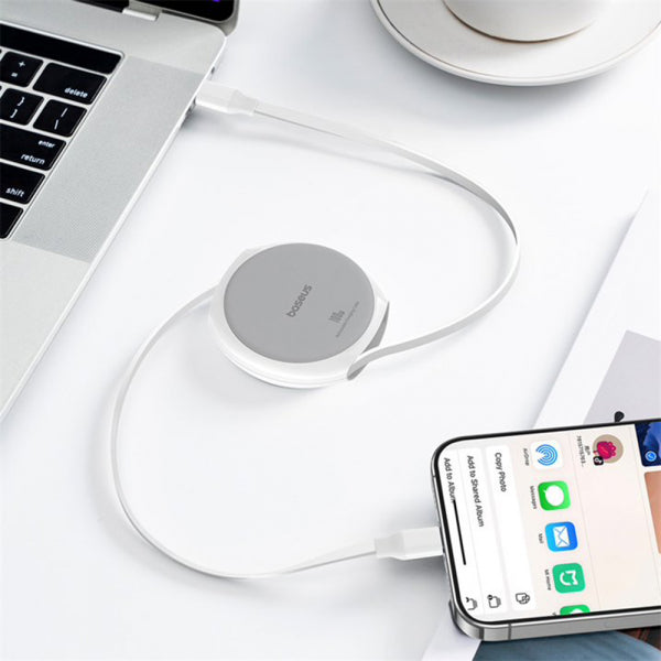 Baseus USB-C to USB-C Cable Pathfinder Retractable, 100W, 5A, 1m, White P10368400211-00