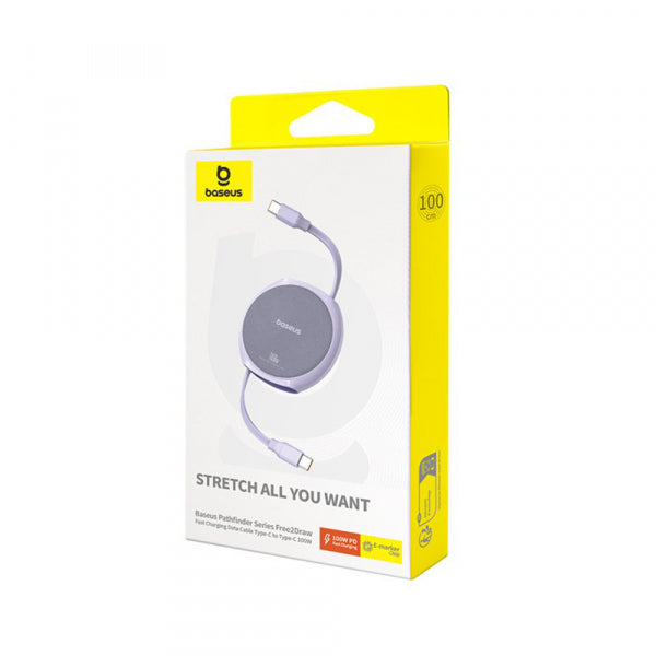 Baseus USB-C to USB-C Cable Pathfinder Retractable, 100W, 5A, 1m, Purple P10368400511-00