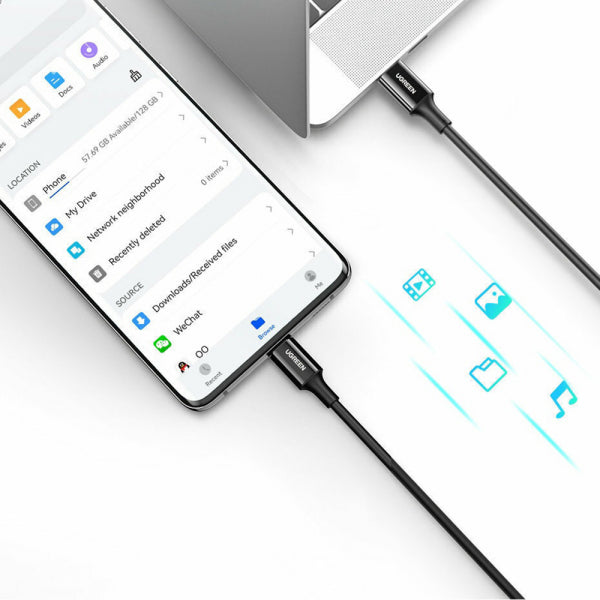 Ugreen USB-C to USB-C Cable US300 (80371), 100W, 5A, 1m, Black