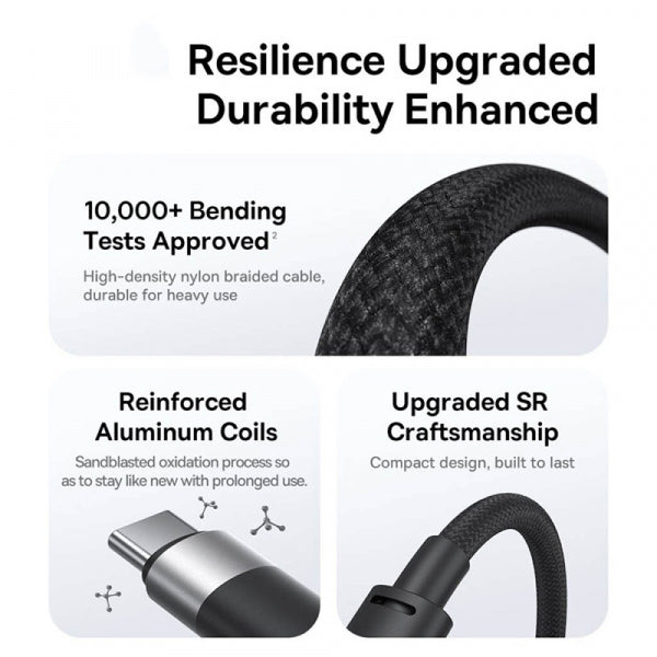 Baseus USB-A to Lightning / microUSB / USB-C Charging Cable StarSpeed 3in1, 100W, 5A, 1.5m, White P10319900211-00