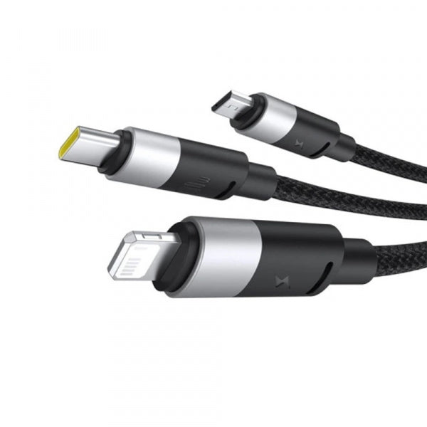 Baseus USB-A to Lightning / microUSB / USB-C Charging Cable StarSpeed 3in1, 100W, 5A, 1.5m, Black P10319900111-01