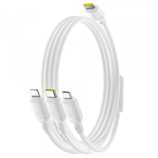 Baseus USB-C to Lightning / microUSB / USB-C Charging Cable Silky 3in1, 100W, 5A, 1.5m, White P10377706213-00