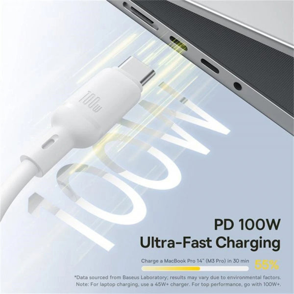 Baseus USB-C to Lightning / microUSB / USB-C Charging Cable Silky 3in1, 100W, 5A, 1.5m, White P10377706213-00