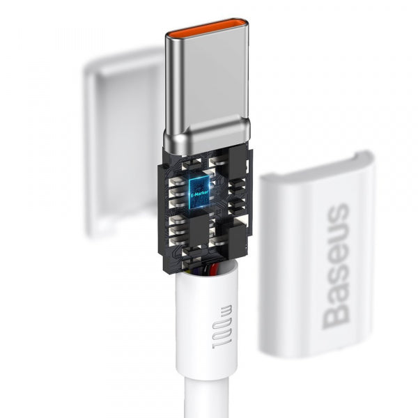Baseus USB-C to USB-C Cable Superior Series, 100W, 5A, 1m, White CATYS-B02