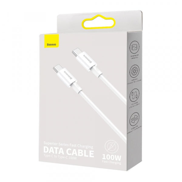 Baseus USB-C to USB-C Cable Superior Series, 100W, 5A, 1m, White CATYS-B02