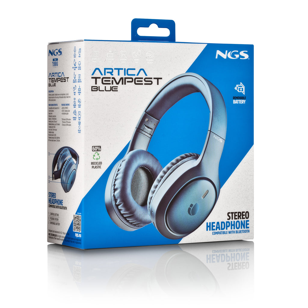 NGS Artica Tempest Blue Casque Avec fil &sans fil Arceau Appels/Musique USB Type-C Bluetooth Bleu