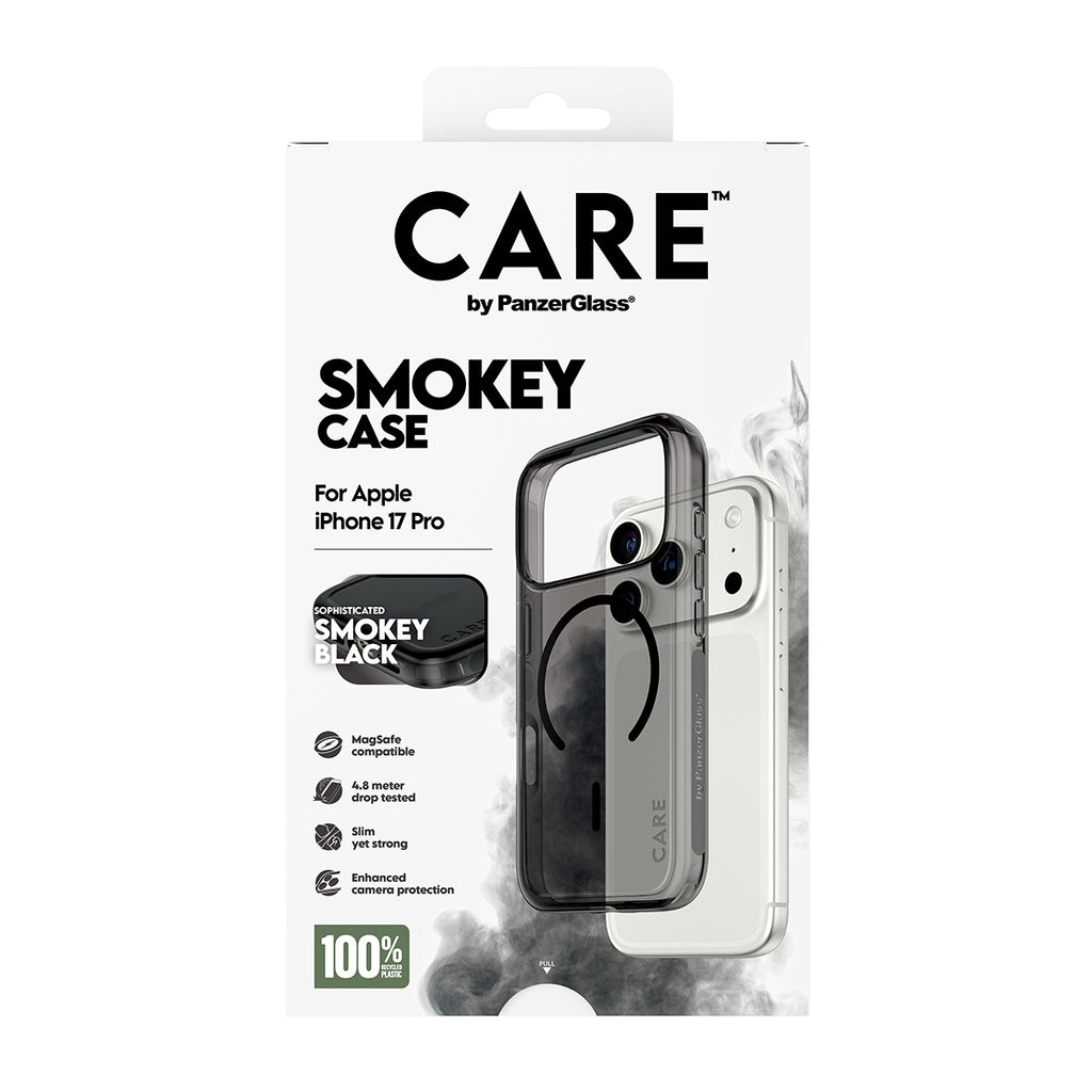 PanzerGlass CARE™ by ® Smokey Case w. Black MagSafe iPhone 17 Pro coque de protection pour téléphones portables Housse Noir