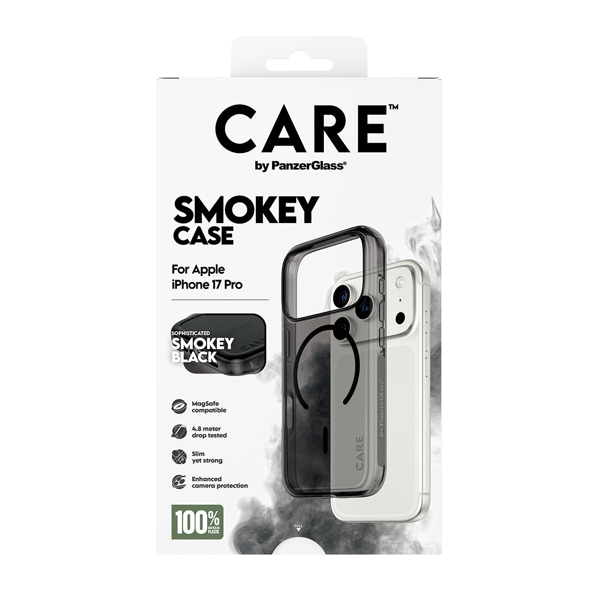 PanzerGlass CARE™ by ® Smokey Case w. Black MagSafe iPhone 17 Pro coque de protection pour téléphones portables Housse Noir