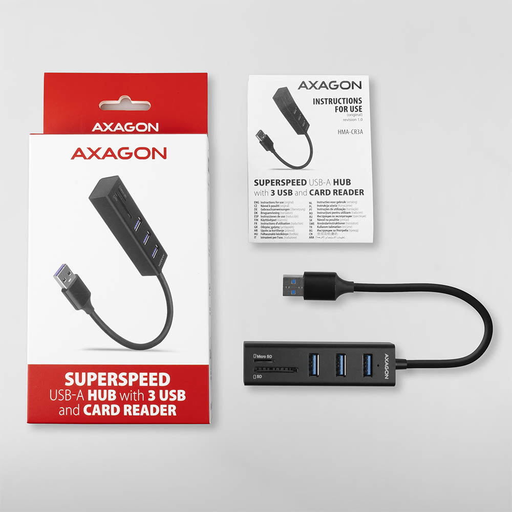 Axagon HMA-CR3A station d'accueil Avec fil USB 3.2 Gen 1 (3.1 Gen 1) Type-A Noir - vue 6