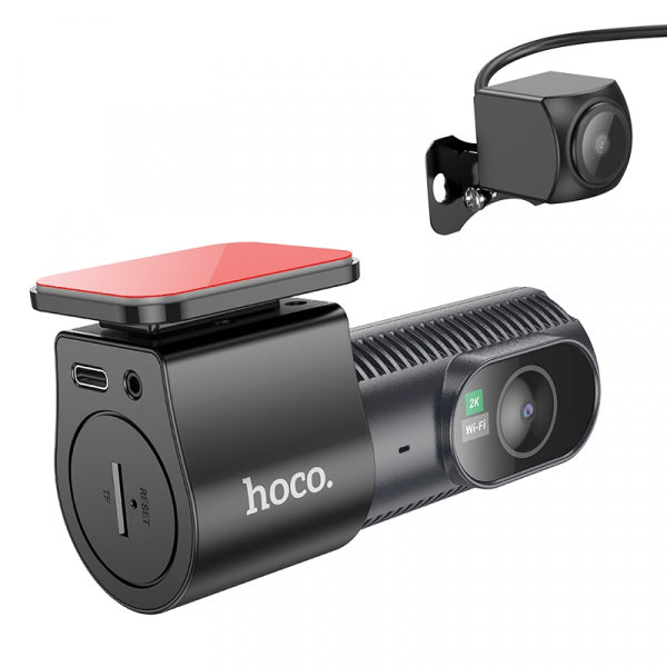 Hoco Dash + Rear Camera DV8, 2K, 1.47inch LCD, Black