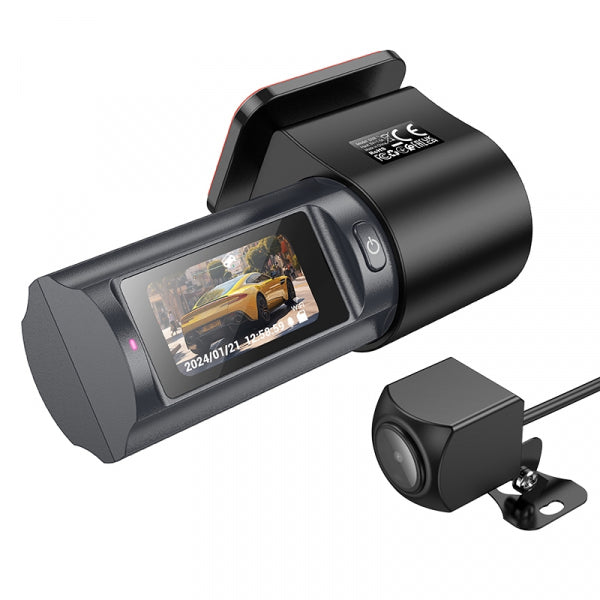 Hoco Dash + Rear Camera DV8, 2K, 1.47inch LCD, Black