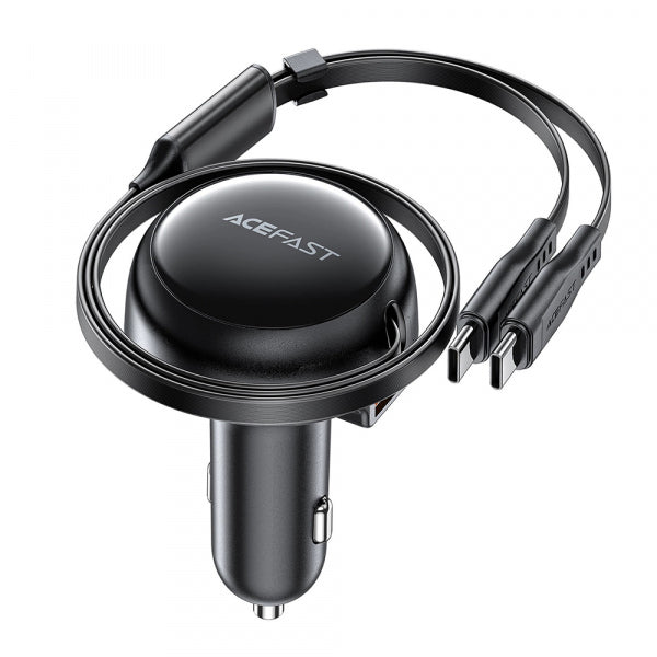 Acefast Car Charger B13, 53W, 3A, 1 x USB-A, with USB-C Cable, Black