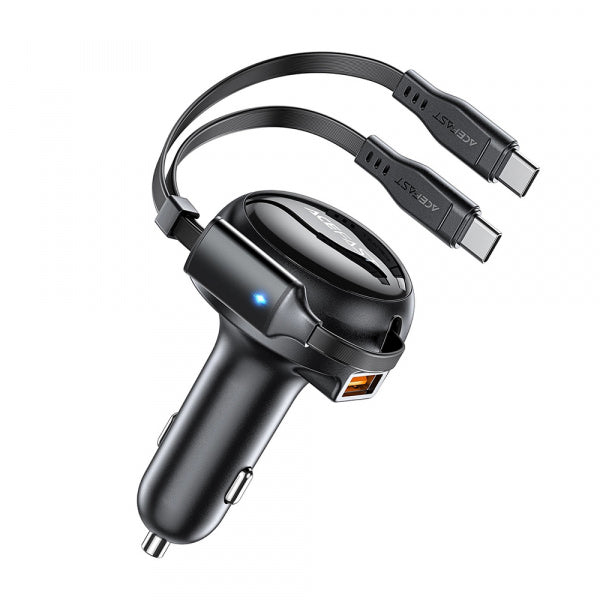 Acefast Car Charger B13, 53W, 3A, 1 x USB-A, with USB-C Cable, Black