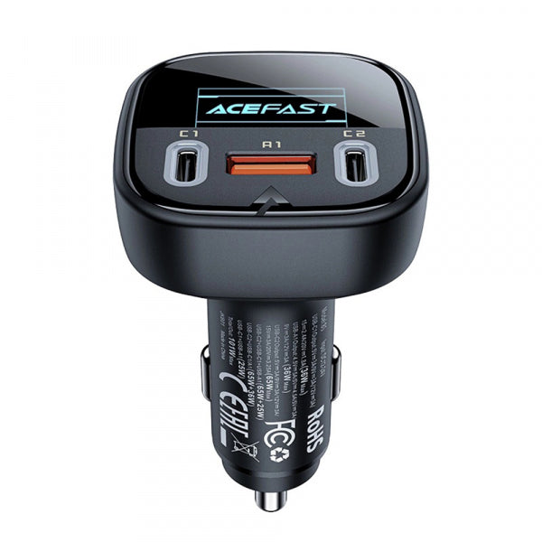 Acefast Car Charger B5 Display, 101W, 5A, 1 x USB-A - 2 x USB-C, Black