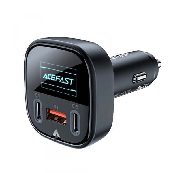 Acefast Car Charger B5 Display, 101W, 5A, 1 x USB-A - 2 x USB-C, Black