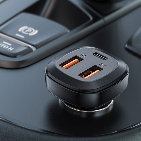 Acefast Car Charger B9, 66W, 5A, 2 x USB-A - 1 x USB-C, Black