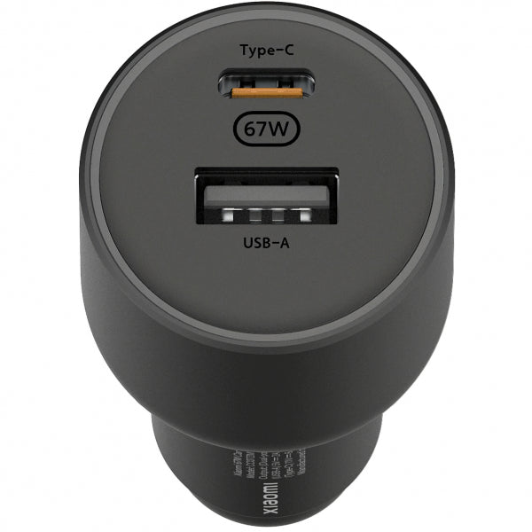Xiaomi Car Charger GaN, 67W, 3A, 1 x USB-A - 1 x USB-C, Black BHR6814GL