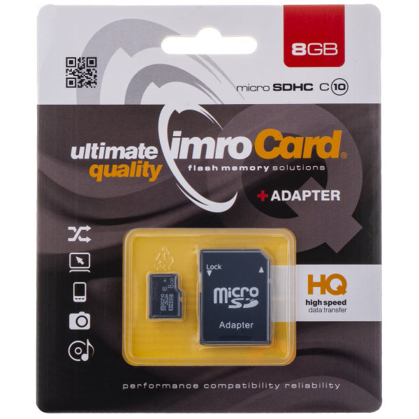 Imro microSDHC Memory Card with Adapter, 8Gb, Class 10