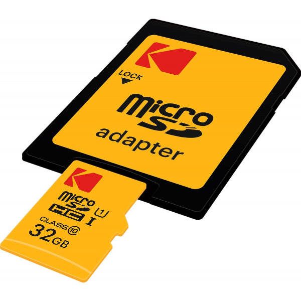 Kodak microSDHC Memory Card Premium Performance with Adapter, 32Gb, Class 10 / UHS-1 U1 EKMSDM32GHC10K