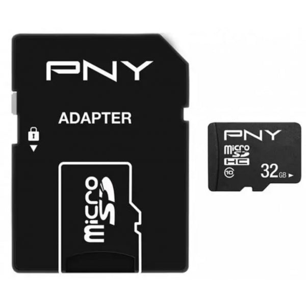 PNY microSDHC Memory Card Performance Plus with Adapter, 32Gb, Class 10 P-SDU32G10PPL-GE