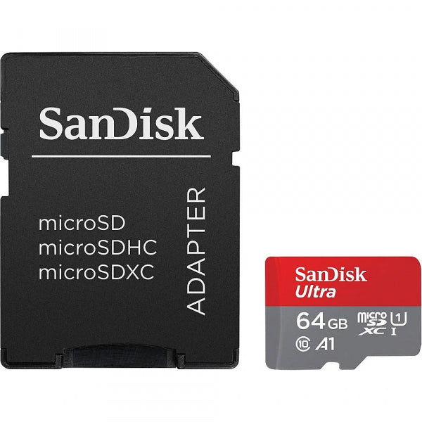 SanDisk microSDXC Memory Card Ultra Android A1 with Adapter, 64Gb, Class 10 / UHS-1 U1 SDSQUAB-064G-GN6MA