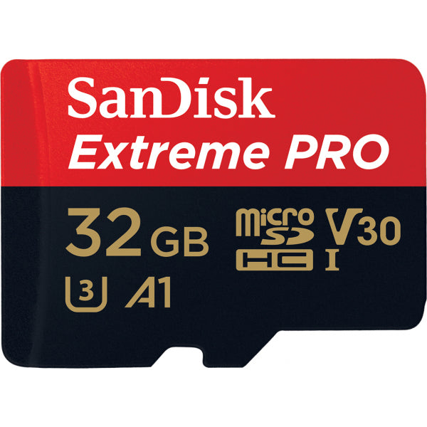 SanDisk microSDHC Memory Card Extreme Pro with Adapter, 32Gb, Class 10 / UHS-1 U3 SDSQXCG-032G-GN6MA