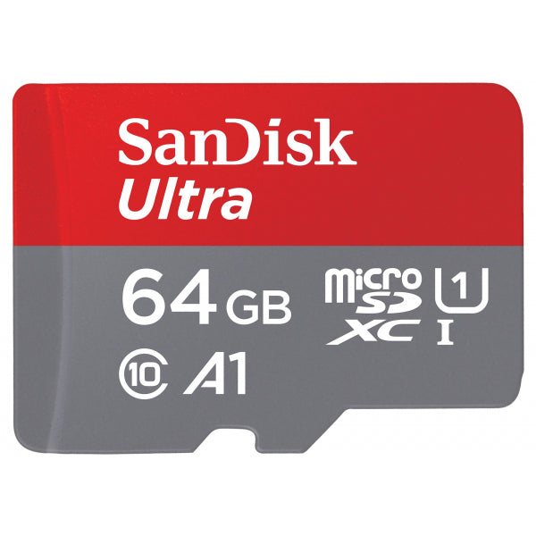 SanDisk microSDXC Memory Card Ultra Android A1 with Adapter, 64Gb, Class 10 / UHS-1 U1 SDSQUAB-064G-GN6MA