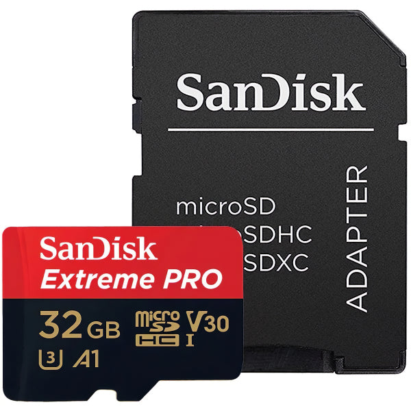 SanDisk microSDHC Memory Card Extreme Pro with Adapter, 32Gb, Class 10 / UHS-1 U3 SDSQXCG-032G-GN6MA