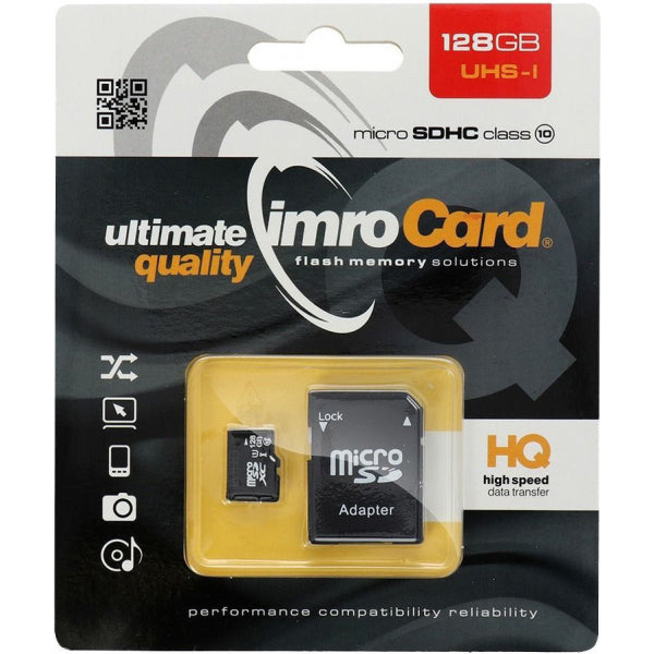 Imro microSDXC Memory Card with Adapter, 128Gb, Class 10 / UHS-1 U1