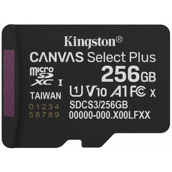 Kingston microSDXC Memory Card Canvas Select Plus Android A1, 256Gb, Class 10 / UHS-1 U1 SDCS3/256GBSP