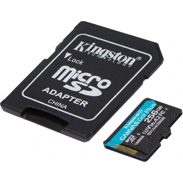 Kingston microSDXC Memory Card Canvas Go Plus Android A2 with Adapter, 256Gb, Class 10 / UHS-1 U3 SDCG4/256GB