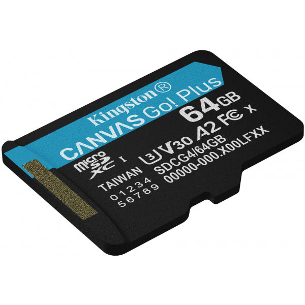 Kingston microSDXC Memory Card Canvas Go Plus Android A2, 64Gb, Class 10 / UHS-1 U3 SDCG4/64GBSP