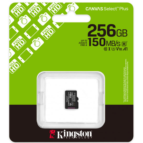 Kingston microSDXC Memory Card Canvas Select Plus Android A1, 256Gb, Class 10 / UHS-1 U1 SDCS3/256GBSP