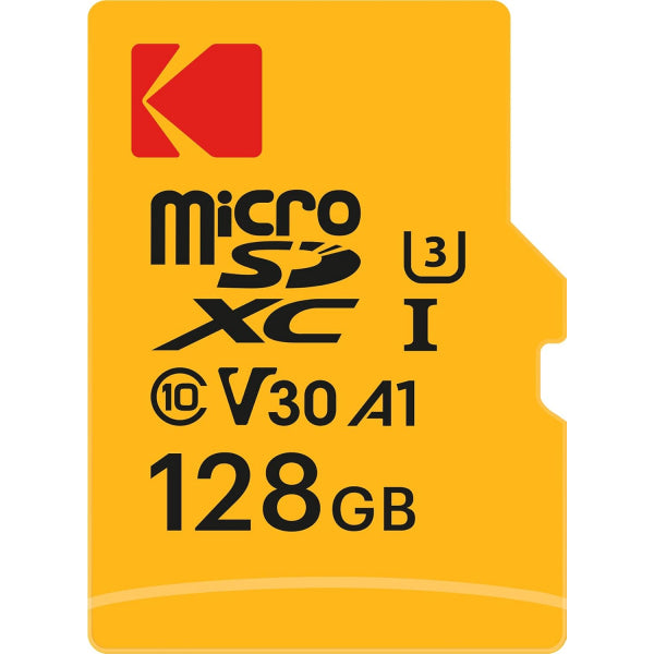 Kodak microSDXC Memory Card Ultra Performance with Adapter, 128Gb, Class 10 / UHS-1 U3 EKMSDM128GXC10HPRK