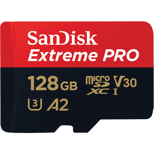 SanDisk microSDXC Memory Card Extreme Pro with Adapter, 128Gb, Class 10 / UHS-1 U3 SDSQXCD-128G-GN6MA