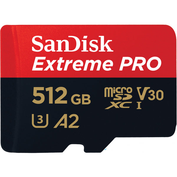 SanDisk microSDXC Memory Card Extreme Pro with Adapter, 512Gb, Class 10 / UHS-1 U3 SDSQXCD-512G-GN6MA