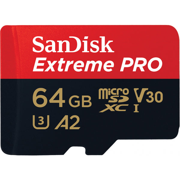 SanDisk microSDXC Memory Card Extreme Pro with Adapter, 64Gb, Class 10 / UHS-1 U3 SDSQXCU-064G-GN6MA