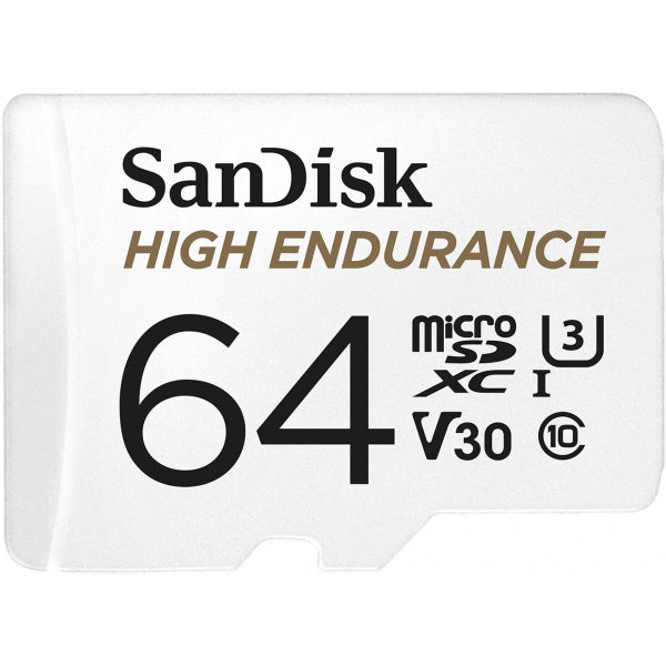 SanDisk microSDXC Memory Card High Endurance with Adapter, 64Gb, Class 10 / UHS-1 U3 SDSQQNR-064G-GN6IA