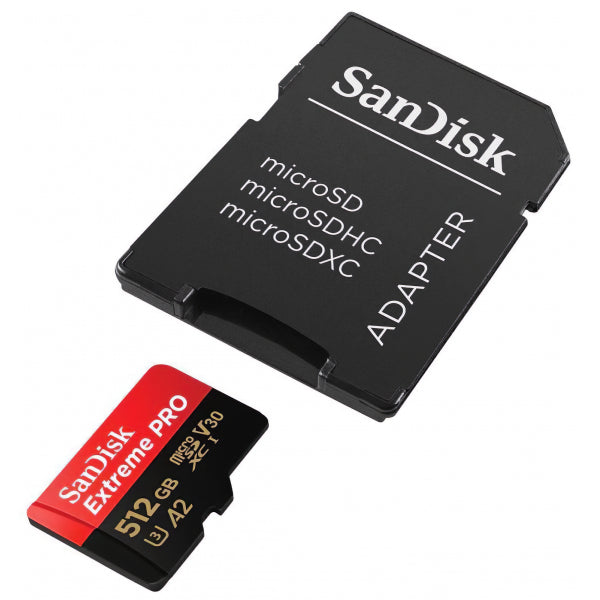 SanDisk microSDXC Memory Card Extreme Pro with Adapter, 512Gb, Class 10 / UHS-1 U3 SDSQXCD-512G-GN6MA