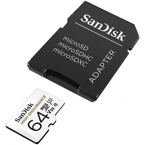 SanDisk microSDXC Memory Card High Endurance with Adapter, 64Gb, Class 10 / UHS-1 U3 SDSQQNR-064G-GN6IA