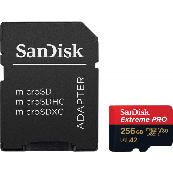 SanDisk microSDXC Memory Card Extreme Pro with Adapter, 256Gb, Class 10 / UHS-1 U3 SDSQXCD-256G-GN6MA