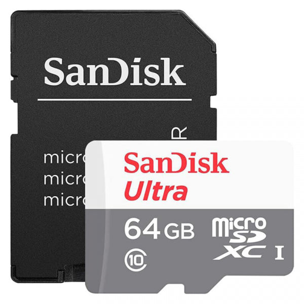 SanDisk microSDXC Memory Card Ultra with Adapter, 64Gb, Class 10 SDSQUNR-064G-GN6TA