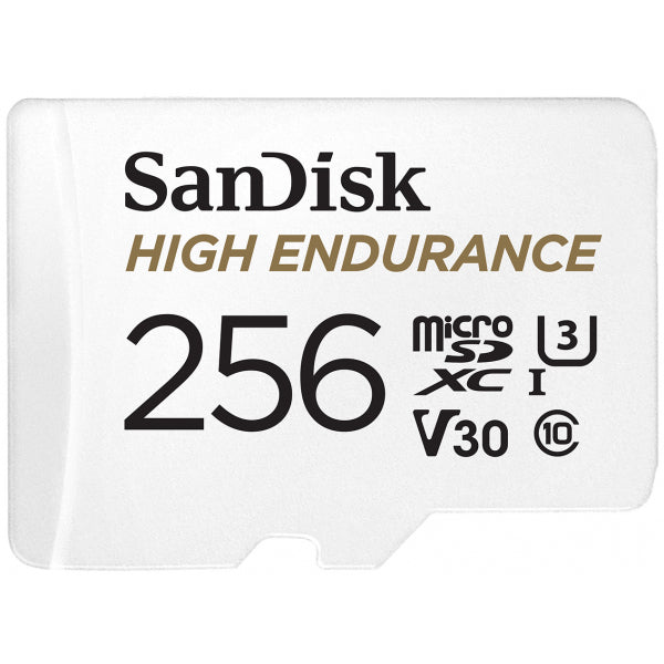 SanDisk microSDXC Memory Card High Endurance with Adapter, 256Gb, Class 10 / UHS-1 U3 SDSQQNR-256G-GN6IA