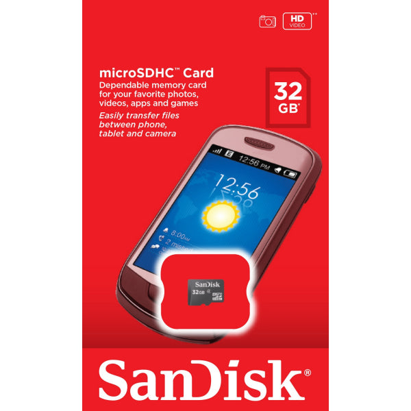 SanDisk microSDHC Memory Card Ultra, 32Gb, Class 4