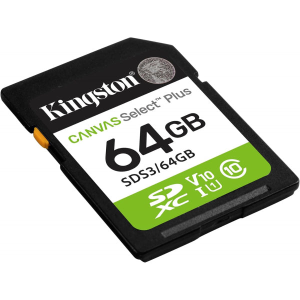 Kingston SDXC Memory Card Canvas Select Plus, 64Gb, Class 10 SDS3/64GB