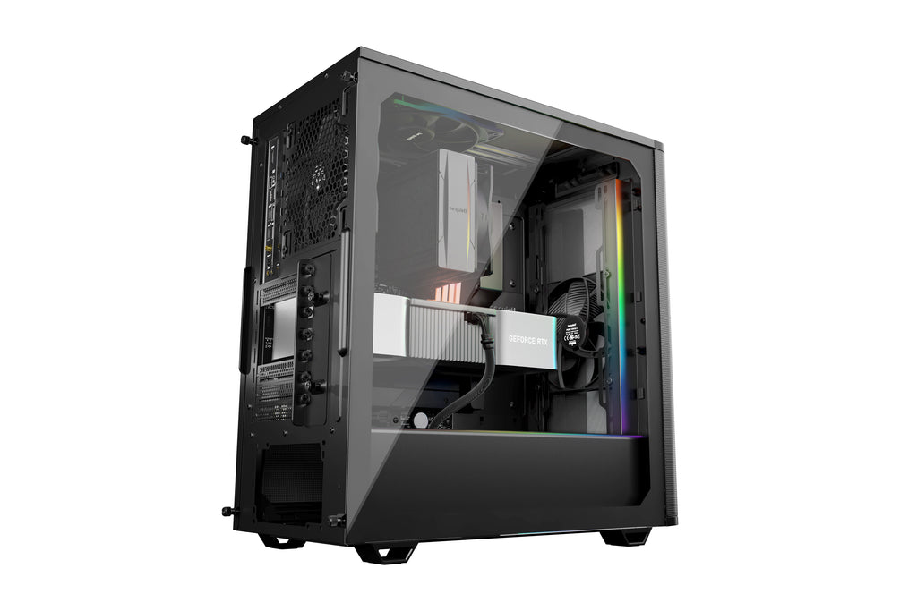 be quiet! Pure Base 501 Noir, Boîtier PC Vitré, Mini ATX / Micro ATX / ATX, 3 Ventilateurs Pure Wings 3 140mm PWM, Bande