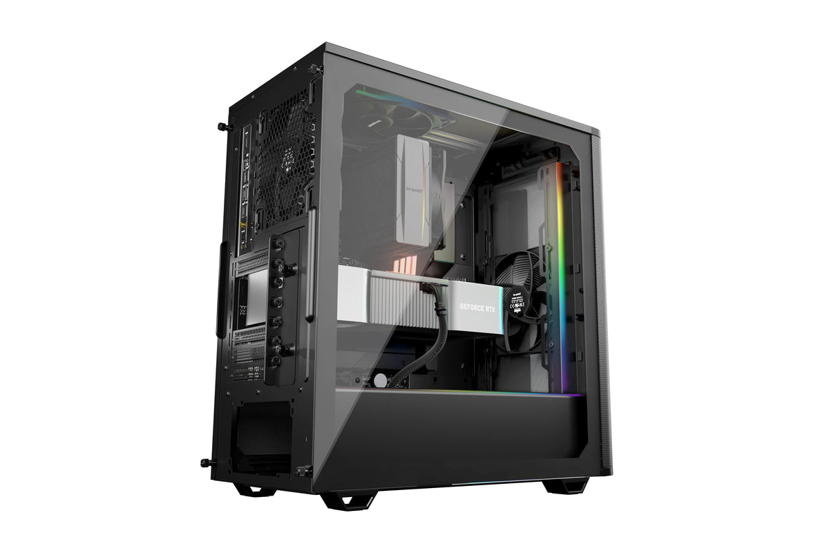be quiet! Pure Base 501 Noir, Boîtier PC Vitré, Mini ATX / Micro ATX / ATX, 3 Ventilateurs Pure Wings 3 140mm PWM, Bande