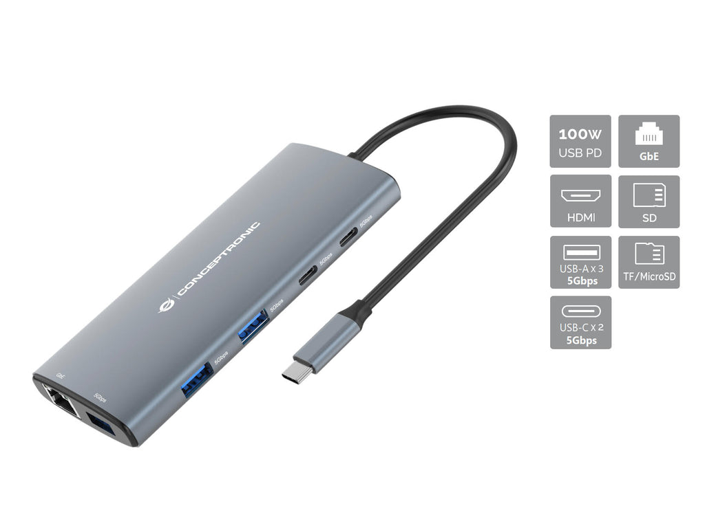 Conceptronic DONN06G Hub USB 3.2 Gen 1 Type-C, Gris